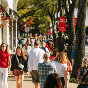 Street view of Knox Street's Holiday Celebration in Dallas, Texas