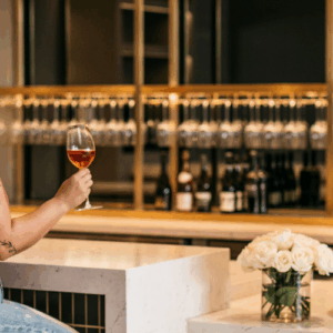 Happy hour at the Wine Bar at Berkley's Market Knox Street in Dallas, Texas