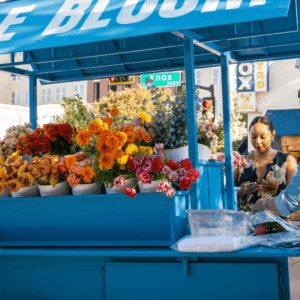 Le Bloom Floral Market Cart at Knox Street In Dallas During the Fall