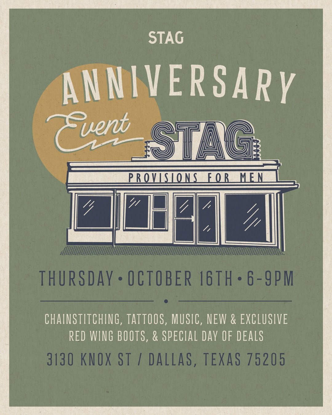 Stag Provisions Anniversary Party Flyer 2025