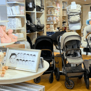 Nuna baby gear and strollers inside Pottery Barn Kids Knox Street in Dallas
