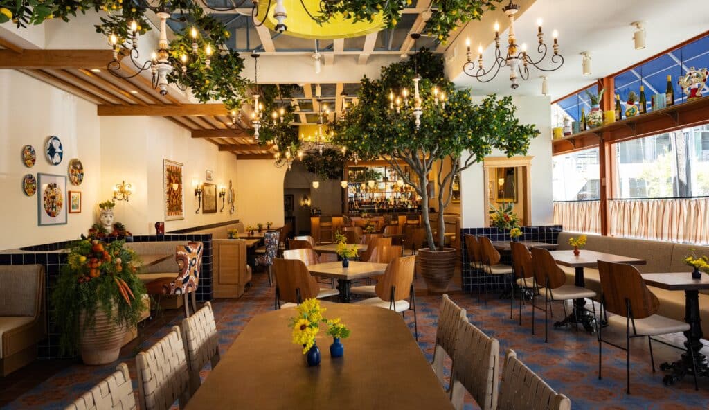 Inside the Caffe Lucca restaurant dining room that is now open in Dallas, Texas near Grange Hall at Knox Street.