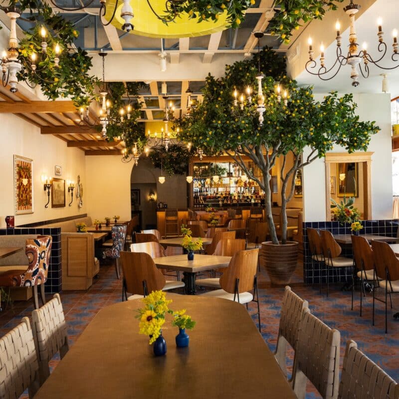 Inside the Caffe Lucca restaurant dining room that is now open in Dallas, Texas near Grange Hall at Knox Street.
