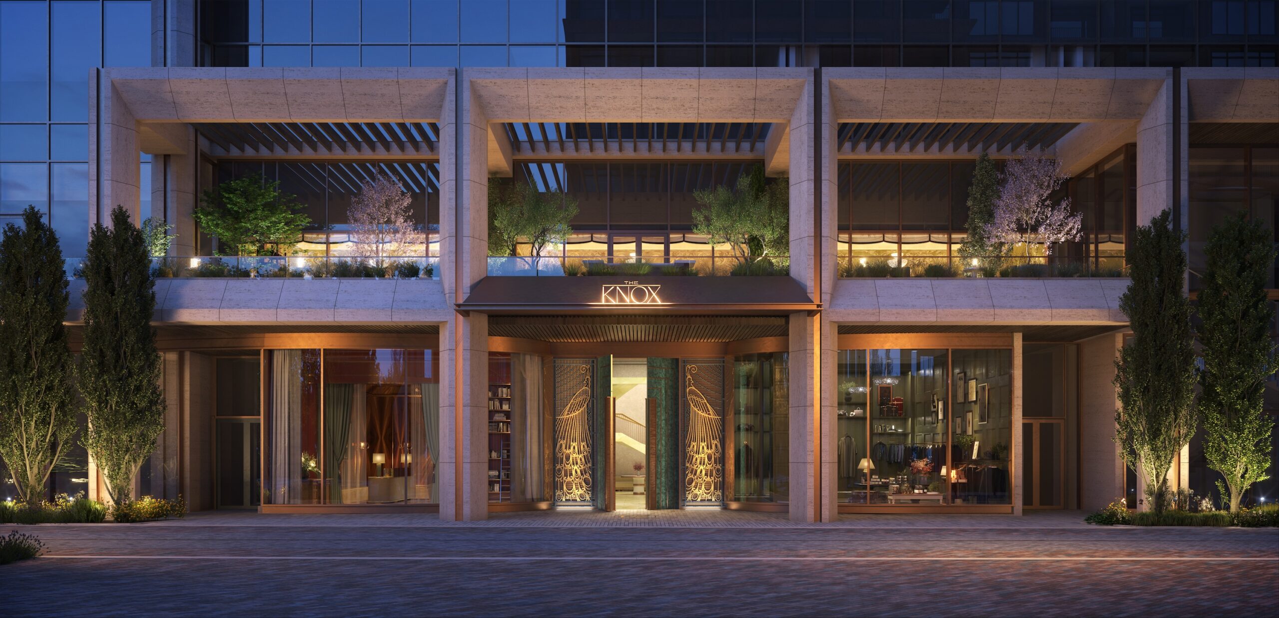 Updated exterior render of The Knox, Auberge Collection hotel and residences opening in Dallas late 2026