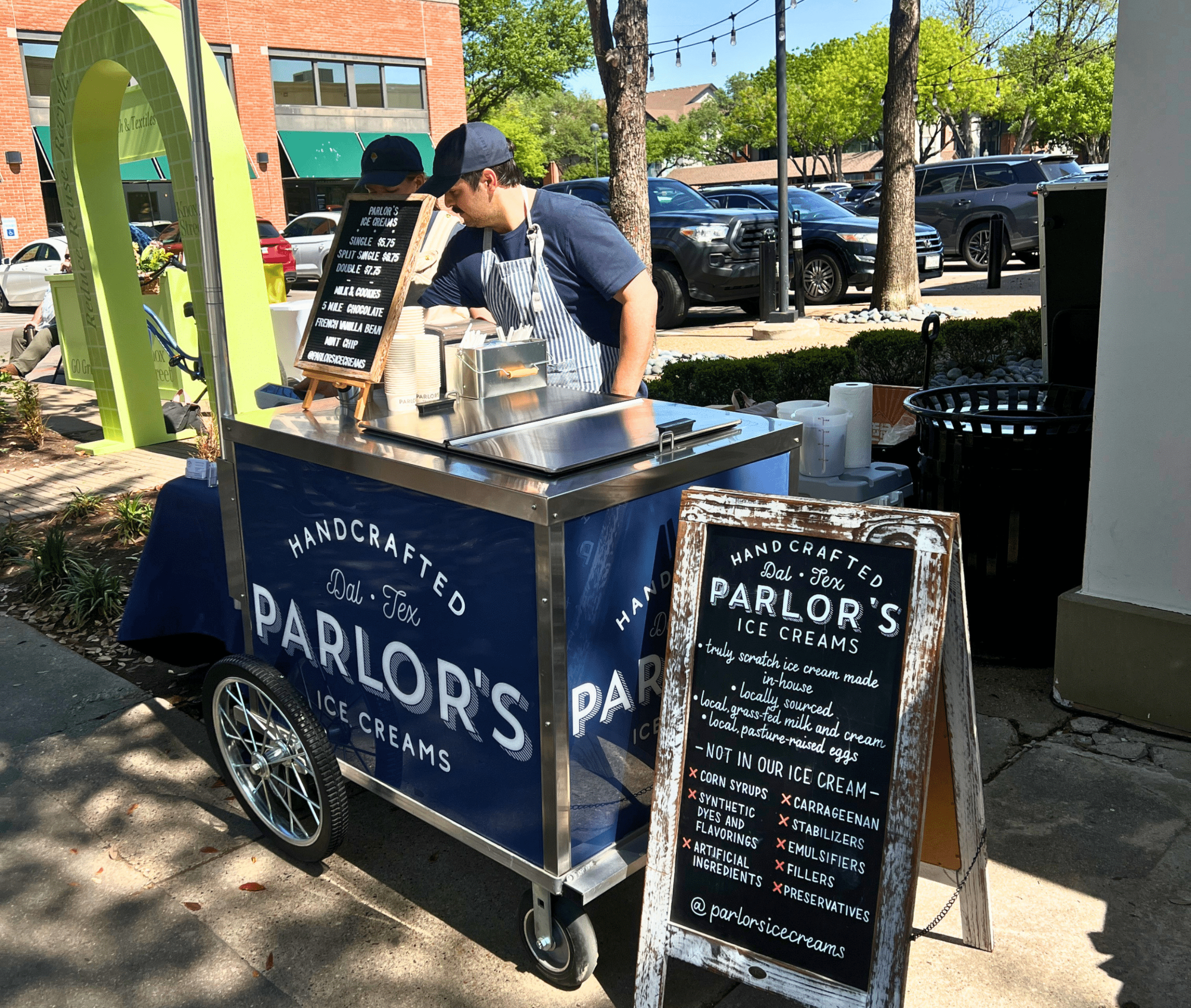 Parlor's Ice Cream cart popping up at Knox Street in Dallas Texas